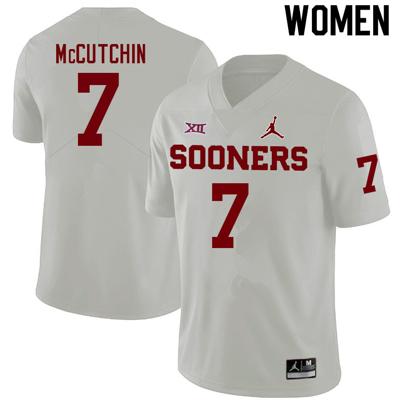 Women #7 Latrell McCutchin Oklahoma Sooners College Football Jerseys Sale-White